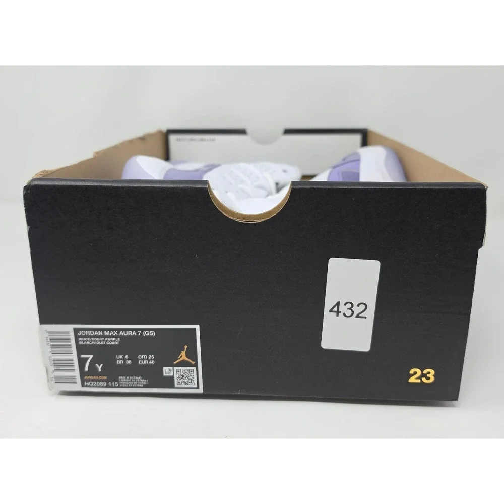 Jordan Max Aura 7 GS White Court Purple Sneakers HQ2089-115 Kid's 7Y